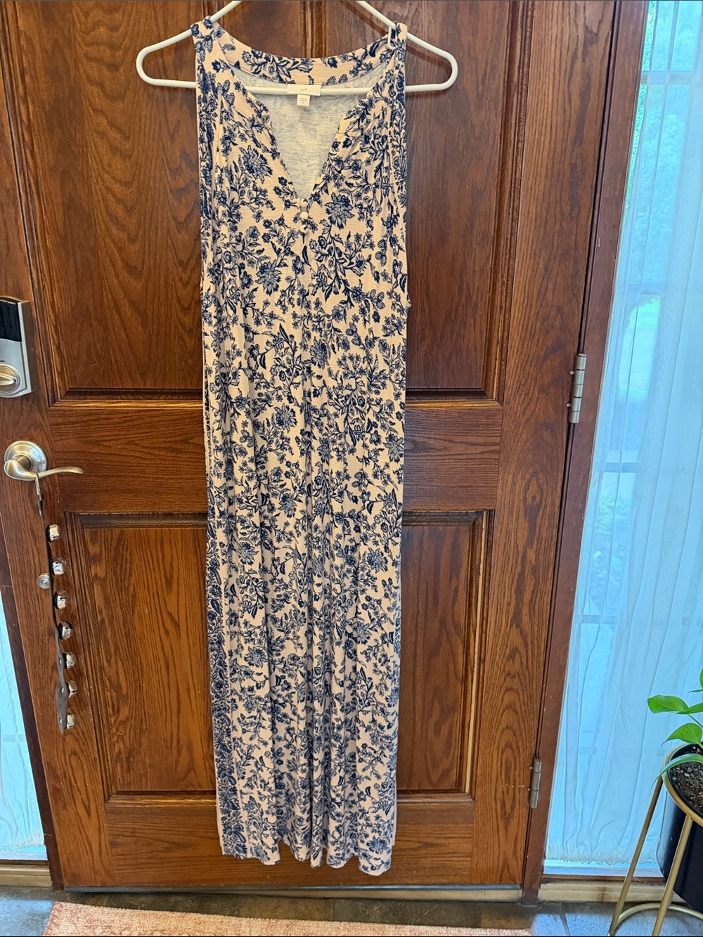 J Jill Sleeveless Blue Floral Maxi dress - Women